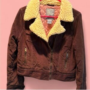 Vintage BB Dakota Brown Corduroy Sherpa Jacket - Y2K Quilted Pink Lining